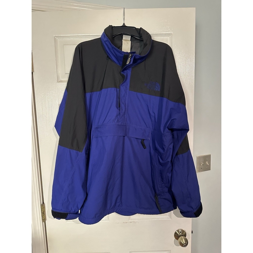 VTG The North Face Purple & Black Pullover 1/4 Zip Windbreaker Jacket L-XL hood